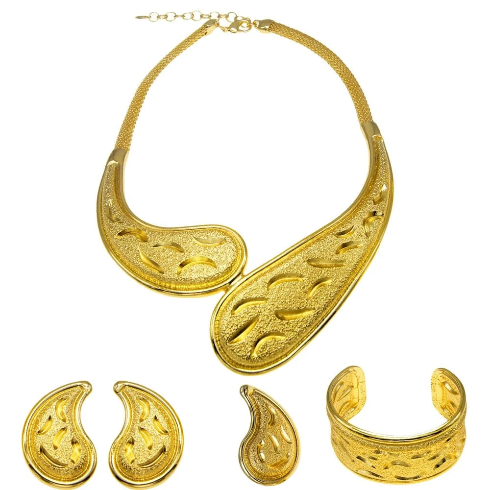 Zhuerrui Snake Necklace Brazilian Gold Jewelry Set Big Bangle Earrings Fashion Jewelry Dubai Ladies Wedding Jewelry Sets H00188