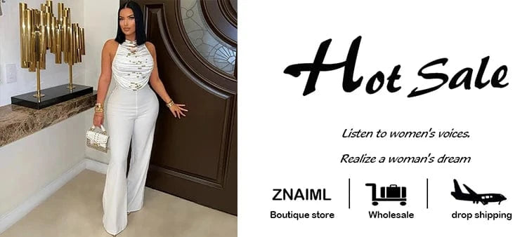 Znaiml Elegant Long Jumpsuits for Women Summer Sleeveless Halter Lace Up Backless Bandage Wide Leg Pants Rompers One Pieces 2025