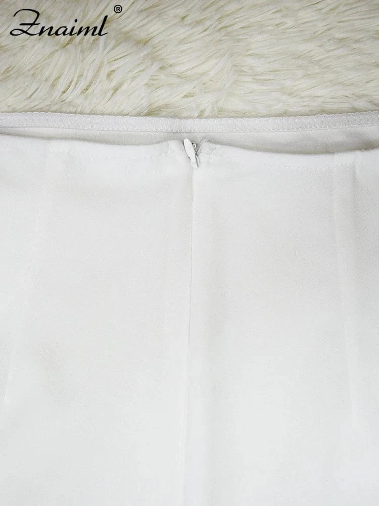 Znaiml Elegant Mermaid Skirt and Deep V Neck Feather Diamonds Long Sleeve Crop Tops Women Two Pieces Party Evening Matching Sets