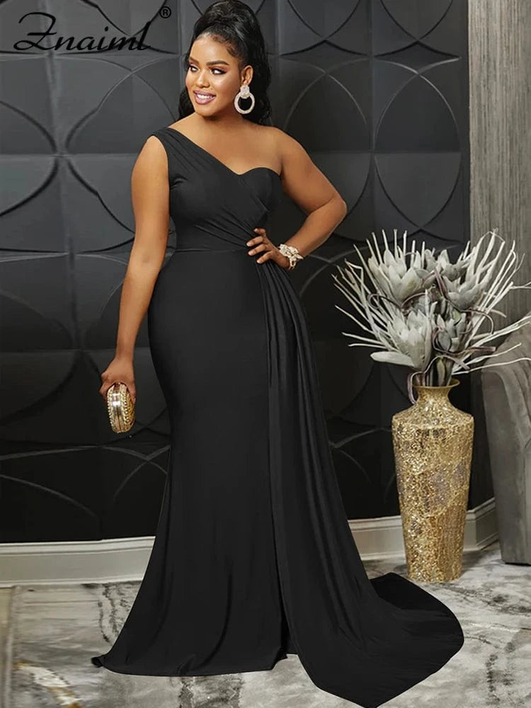 Znaiml Elegant Ribbon One Shoulder Wedding Guest Dinner Dress Women Sexy Party Nightclub Formal Occasion Evening Birthday Robe