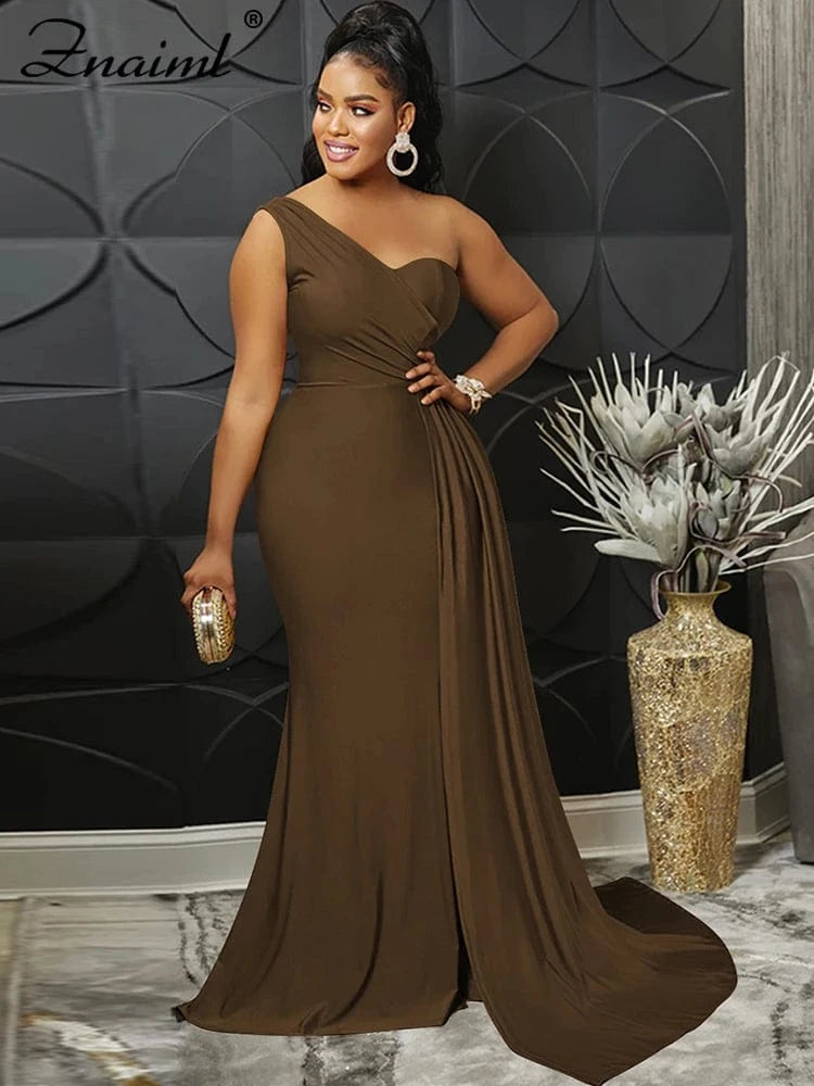 Znaiml Elegant Ribbon One Shoulder Wedding Guest Dinner Dress Women Sexy Party Nightclub Formal Occasion Evening Birthday Robe