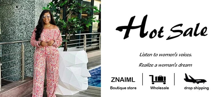 Znaiml Fashion Print 2 Pieces Pants Women's Sets Summer Off Shoulder Long Sleeve Crop Top and Wide Leg Trousers Suits Tracksuit