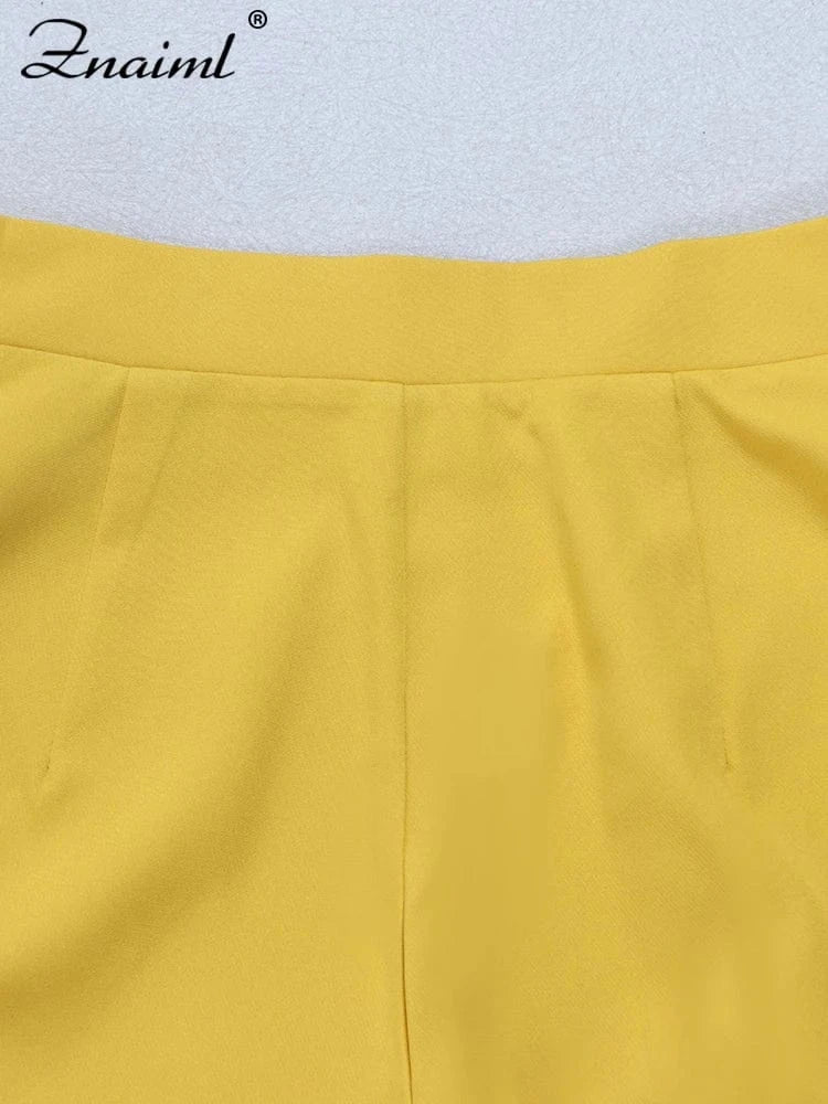 Znaiml Halter Sleeveless Ruched Crop Top and Wide Leg Pants 2 Piece Sets Woman Summer Sexy Beach Paarty Night Club Outfit 2025