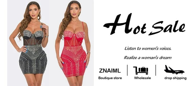 Znaiml Luxury Women Red Mesh See Though Diamonds Spaghetti Strap Sleeveless Bodycon Mini Dress Sexy Birthday Night Club Vestidos