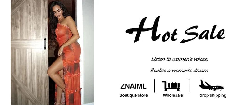 Znaiml Sexy Beach Vacation Spaghetti Strap V-neck Maxi Dress for Women Sleeveless Print Ruffles Ruched High Split Birthday Robe
