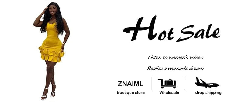 Znaiml Sexy Ruffle Bodycon Spaghetti Strap Sheath Yellow Mini Dresses Women V Neck Backless Birthday Prom Night Evening Vestidos