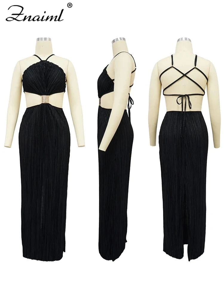 Znaiml Sexy Women Green Prom Gowns Off The Shoulder Long Maxi Dresses Satin Halter Pleated Backless Formal Evening Gown Vestidos