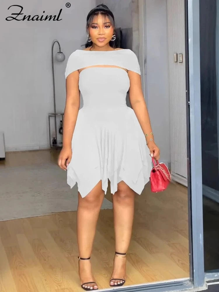 Znaiml Strapless V Backless Birthday Prom Night Evening Ruffle A-Line Mid Dresses Women Sexy Bodycon Sheath Black Vestidos 2025