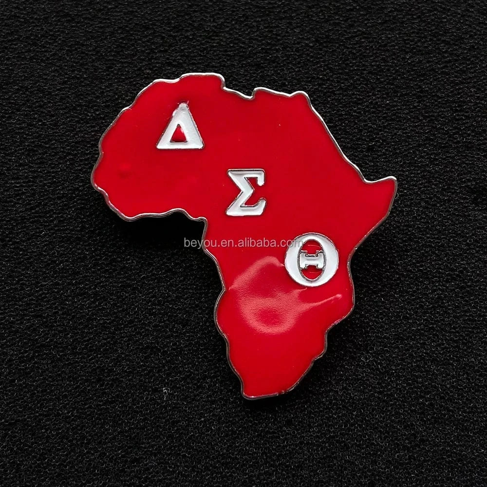 ZPB DST Africa Map Shape Brooch Letter Enamel Badge Lapel Pin Africa Map Brooch Club Society Member Party Gift Brooches Jewelry