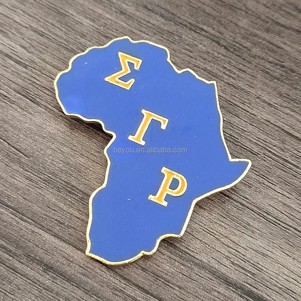ZPB DST Africa Map Shape Brooch Letter Enamel Badge Lapel Pin Africa Map Brooch Club Society Member Party Gift Brooches Jewelry