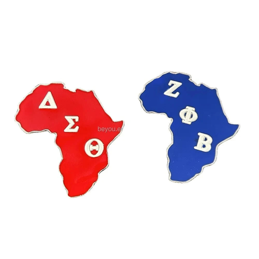 ZPB DST Africa Map Shape Brooch Letter Enamel Badge Lapel Pin Africa Map Brooch Club Society Member Party Gift Brooches Jewelry