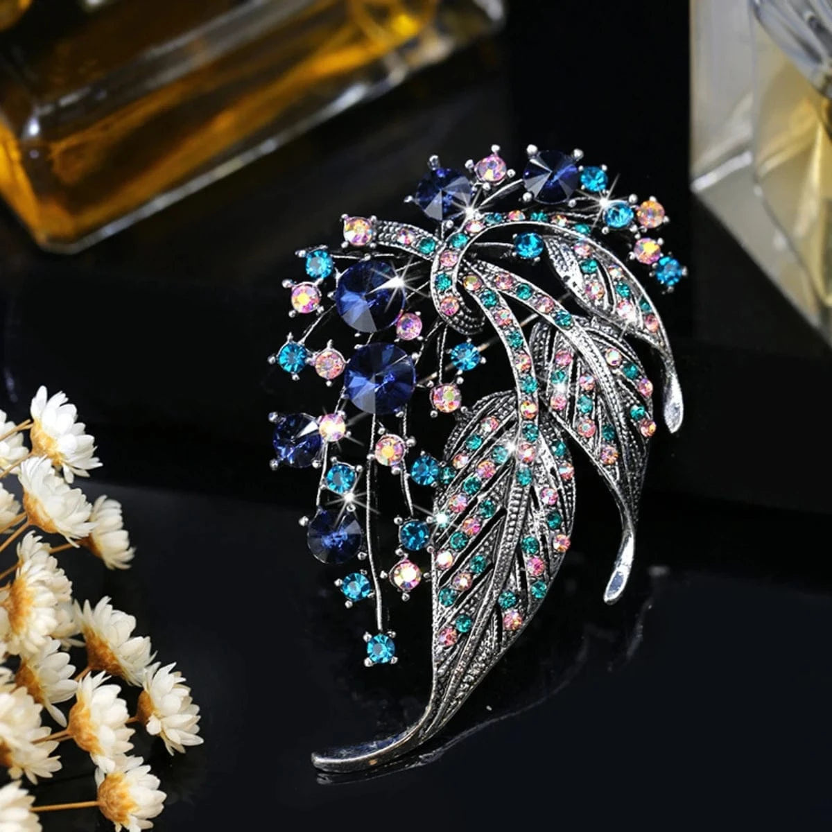 ZT6715 Wuli&baby Shining Bicycle Brooches For Women Unisex 2-color Beautiful Taking Flowers Bike Brooch Pins Gifts-6694