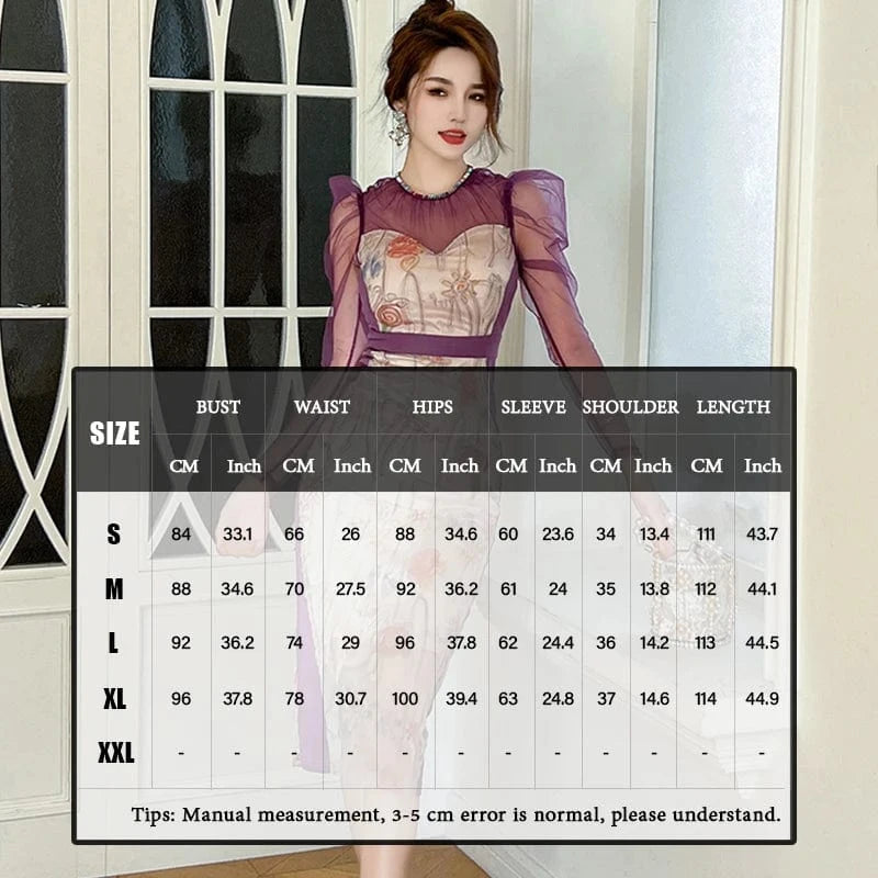 ZYHT 11025 High Quality New Elegant Beautiful Fairy Transparent Body Con Mesh Purple Dress for Women