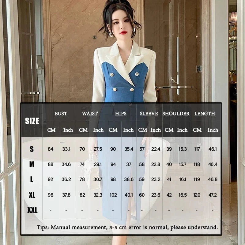 ZYHT 50649 2024 Custom Designer Fashion Long Elegant Clothing Casual Midi Dress Office Outfits Ladies Blazer Dresses for Women