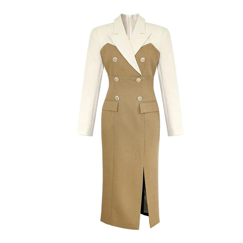 ZYHT 50649 2024 Custom Designer Fashion Long Elegant Clothing Casual Midi Dress Office Outfits Ladies Blazer Dresses for Women