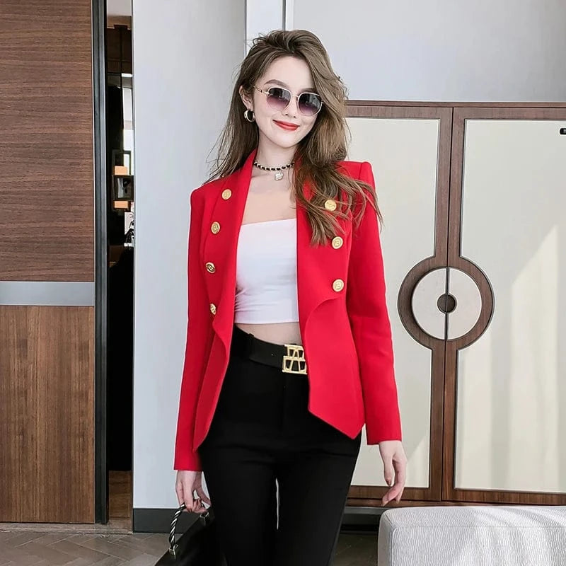 ZYHT 5540 2023 Spring Autumn Winter Woman Clothing New Casual Long Sleeve Lapel Suit Jacket Coat Black Formal Ladies Blazer