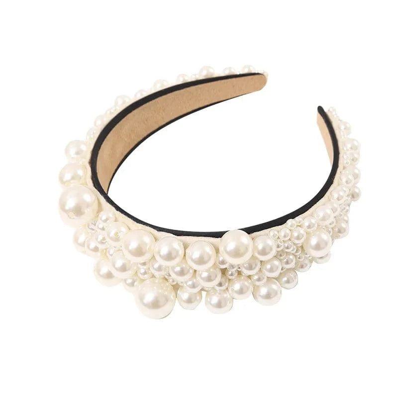 01 Pearl Headbands High Grade Design Wedding Pearl Flannel Handmade Hair Hoop Custom Women Hair Ornament Personality Crystal Bridal Pearl Headband