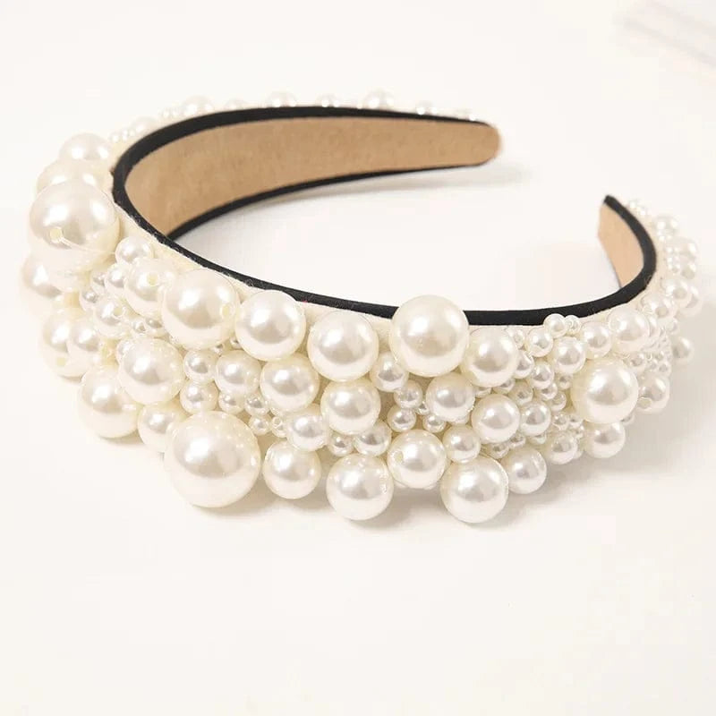 01 Pearl Headbands High Grade Design Wedding Pearl Flannel Handmade Hair Hoop Custom Women Hair Ornament Personality Crystal Bridal Pearl Headband
