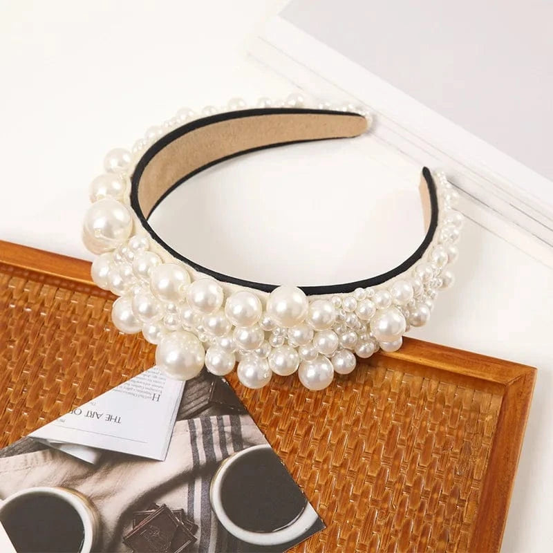 01 Pearl Headbands High Grade Design Wedding Pearl Flannel Handmade Hair Hoop Custom Women Hair Ornament Personality Crystal Bridal Pearl Headband
