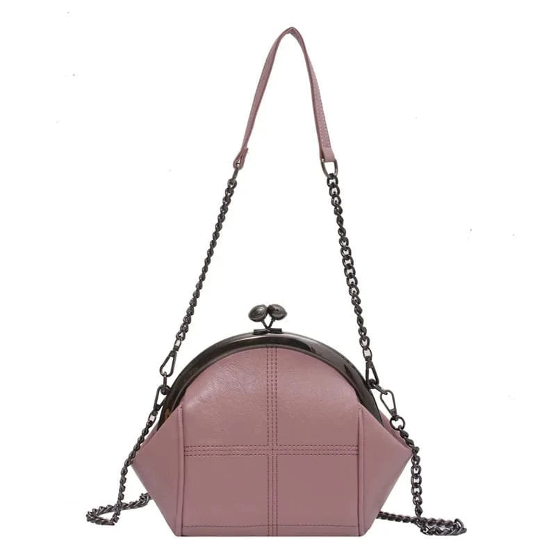 0782 Pink Vintage Fashion Crossbody Bags For Women Thread Large Capacity PU Leather Shell Purses And Handbags 2024 Luxury Designer Bag