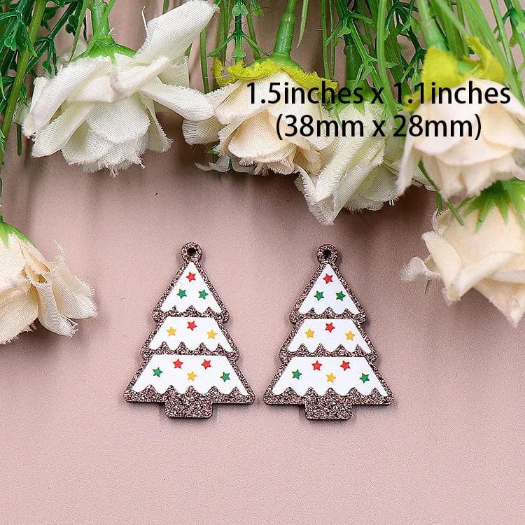 1.1*1.5in / Brown PRS208PR1302 (4pcs/set) The new listing CN christmas tree women's TRENDY glitter Acrylic Findings 1 order