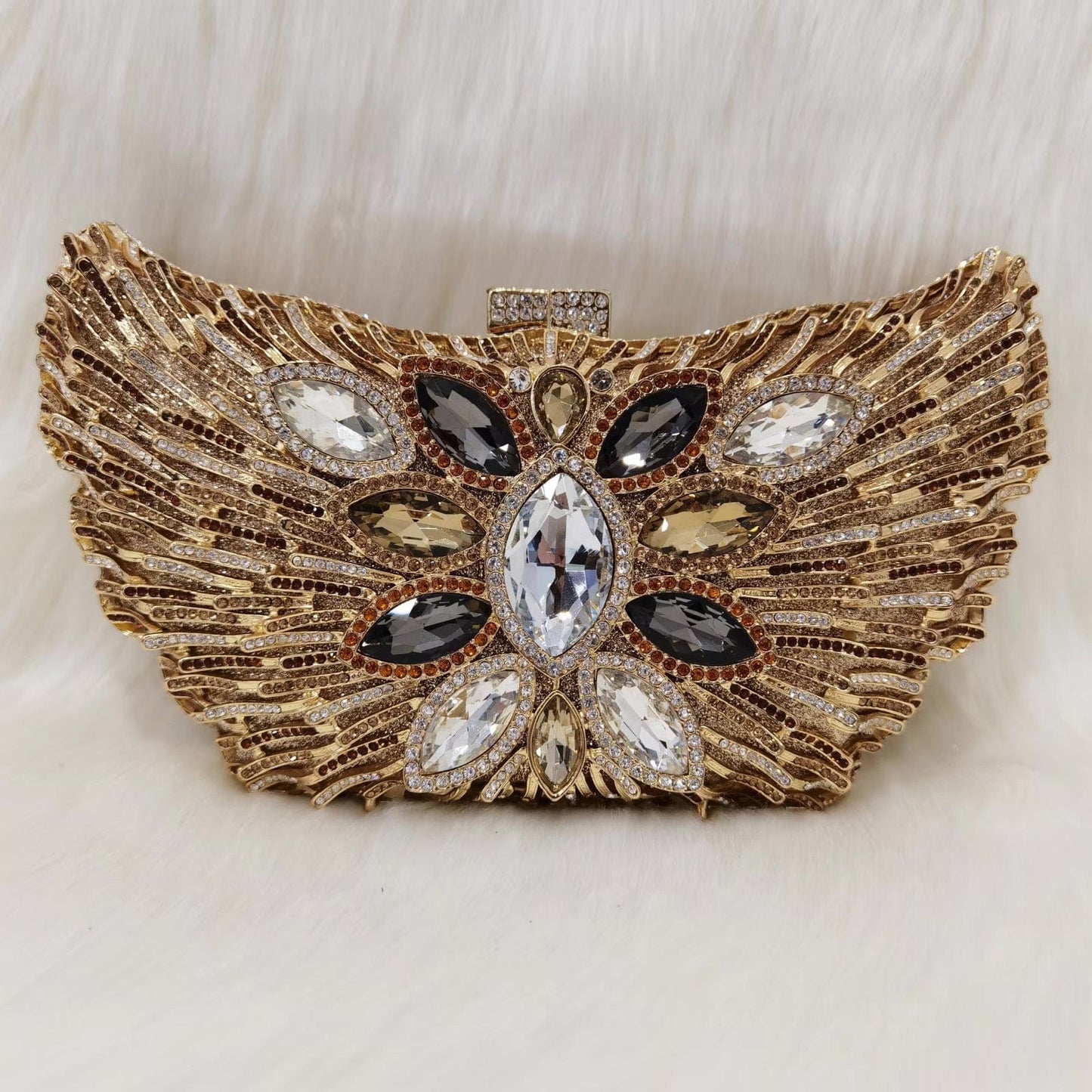 1 2023 New Design Women Cluth Ladies Crystal Evening Bags Two Side Bag Wedding Clutch Purse for Party