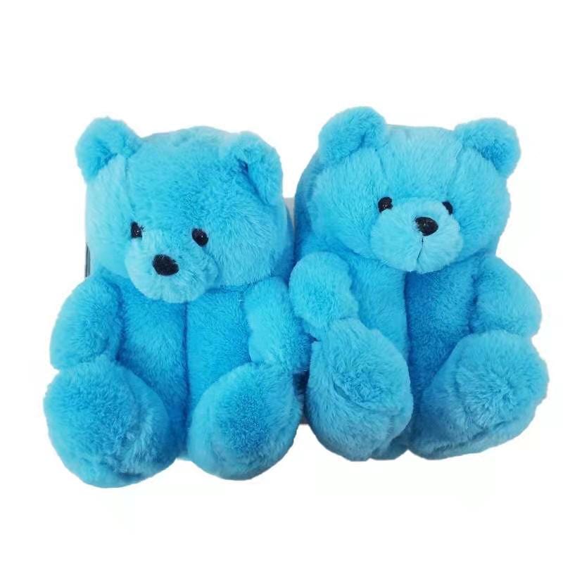 1 size fits all, the sole length is 26cm/10.23 inc / Blue Good Girls Bunny Stuffed Ladies Plush Teddy Bear Slippers With Best Quality