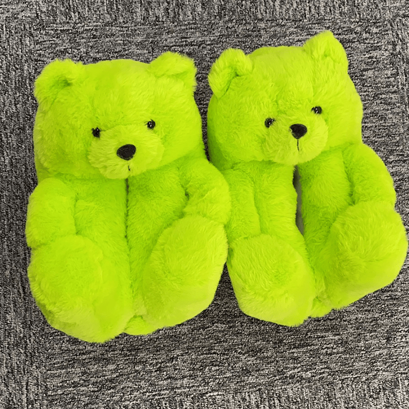 1 size fits all, the sole length is 26cm/10.23 inc / Green Good Girls Bunny Stuffed Ladies Plush Teddy Bear Slippers With Best Quality