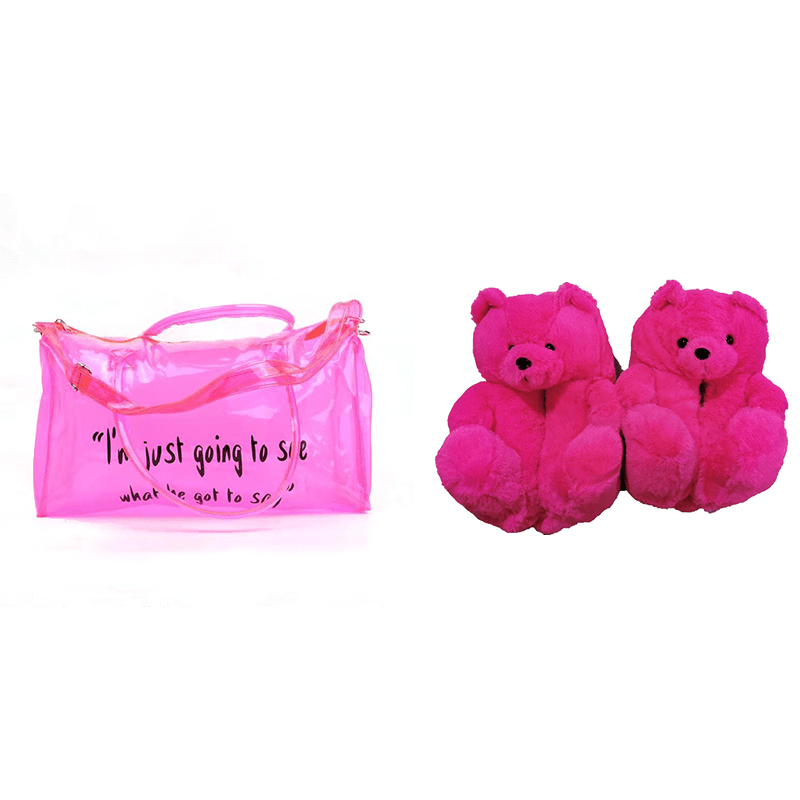 1 size fits all, the sole length is 26cm/10.23 inc / L Good Girls Bunny Stuffed Ladies Plush Teddy Bear Slippers With Best Quality