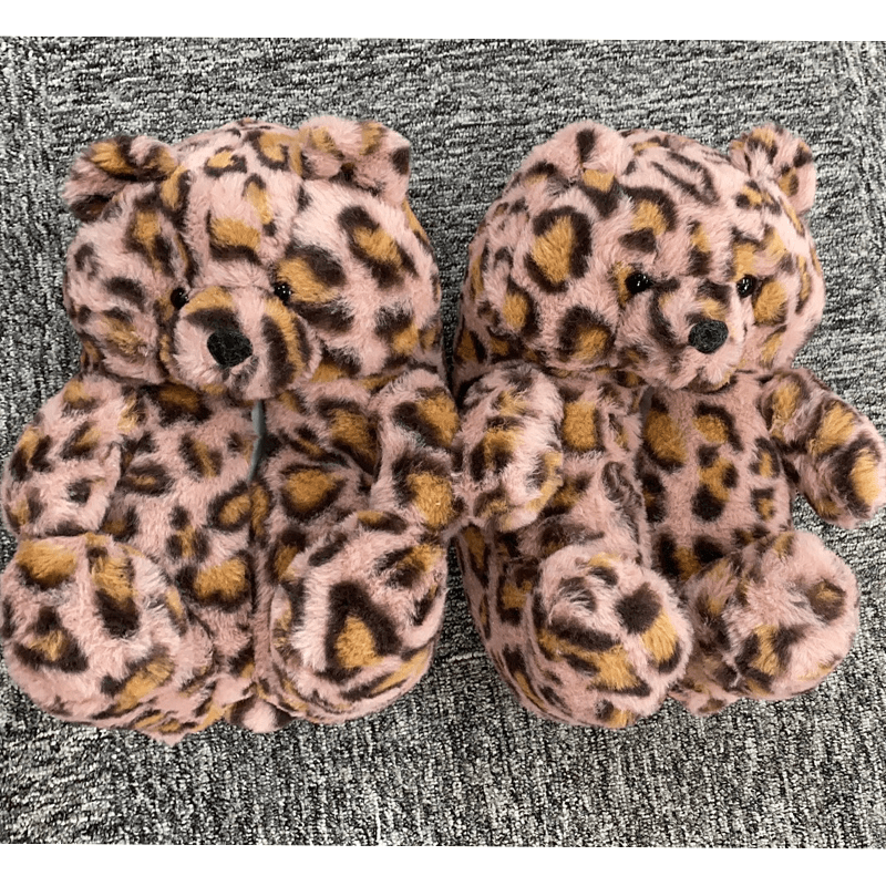 1 size fits all, the sole length is 26cm/10.23 inc / Leopard Good Girls Bunny Stuffed Ladies Plush Teddy Bear Slippers With Best Quality