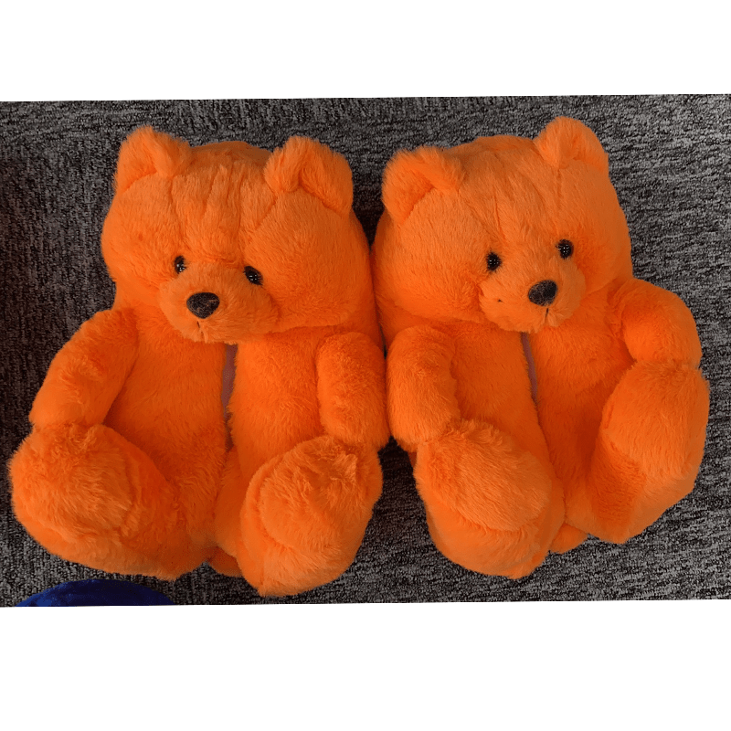 1 size fits all, the sole length is 26cm/10.23 inc / Orange Good Girls Bunny Stuffed Ladies Plush Teddy Bear Slippers With Best Quality
