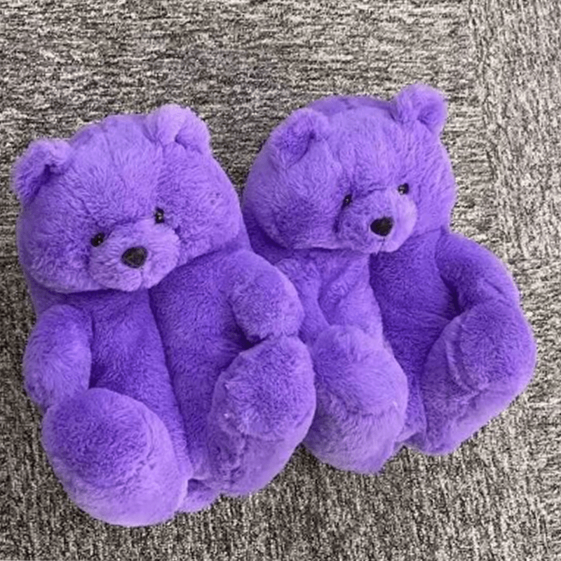 1 size fits all, the sole length is 26cm/10.23 inc / Purple Good Girls Bunny Stuffed Ladies Plush Teddy Bear Slippers With Best Quality