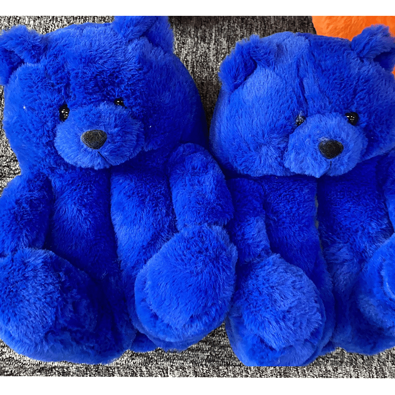 1 size fits all, the sole length is 26cm/10.23 inc / Royal blue Good Girls Bunny Stuffed Ladies Plush Teddy Bear Slippers With Best Quality