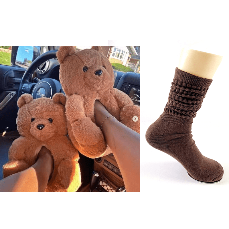1 size fits all, the sole length is 26cm/10.23 inc / Tan set Good Girls Bunny Stuffed Ladies Plush Teddy Bear Slippers With Best Quality
