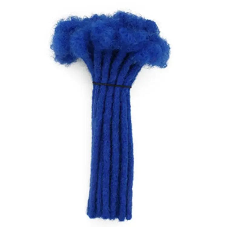 1 strand/0.6cm Width/12 inches / Blue Color Soft Handmade Dreadlocks Crochet Hair Braids Afro Kinky 100% Human Hair Locs Braiding Hair Extensions For Women And Men