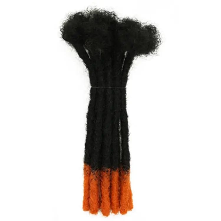 1 strand/0.6cm Width/20 inches / T1B/Orange Coior Soft Handmade Dreadlocks Crochet Hair Braids Afro Kinky 100% Human Hair Locs Braiding Hair Extensions For Women And Men