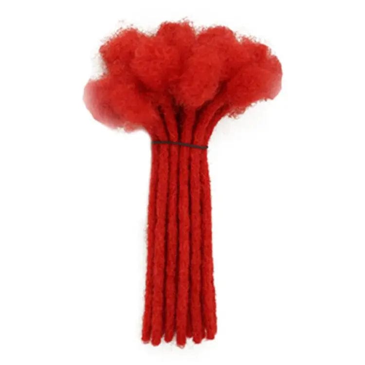 1 strand/0.6cm Width/8 inches / Red Color Soft Handmade Dreadlocks Crochet Hair Braids Afro Kinky 100% Human Hair Locs Braiding Hair Extensions For Women And Men