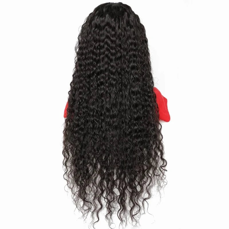 10 14 16 20 30 Inch Waterwave Curly Half Transparent Glueless 4*4 Frontal 4x4 Lace Front HD Human Hair Water Wave Closure Wig
