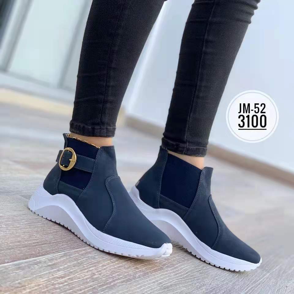 10.5 (EUR Size 43) / Blue LE SLIDES Autumn Winter Boots Classic Elastic Snow Ankle Boots Suede Warm Fur Plush Women Plus Size Platform Shoes