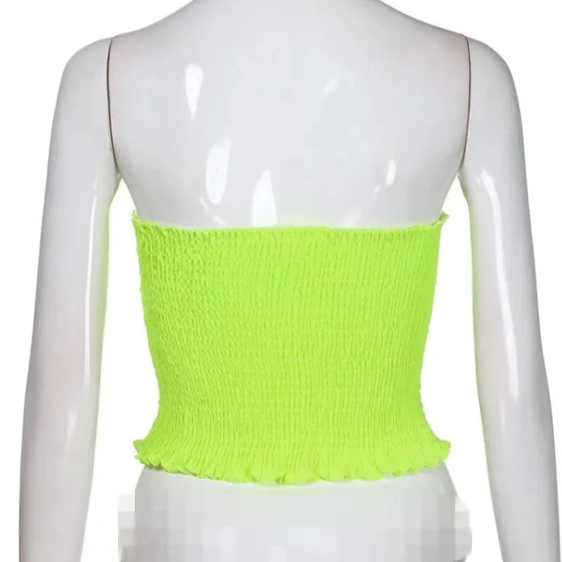 10 Color Summer Sexy Club Tops Women Short Fitness Tank Sexy Strapless Elastic Sleeveless Vest Off Shoulder Top Tees