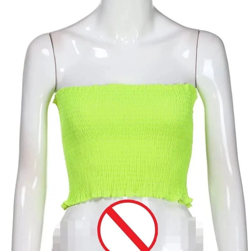 10 Color Summer Sexy Club Tops Women Short Fitness Tank Sexy Strapless Elastic Sleeveless Vest Off Shoulder Top Tees