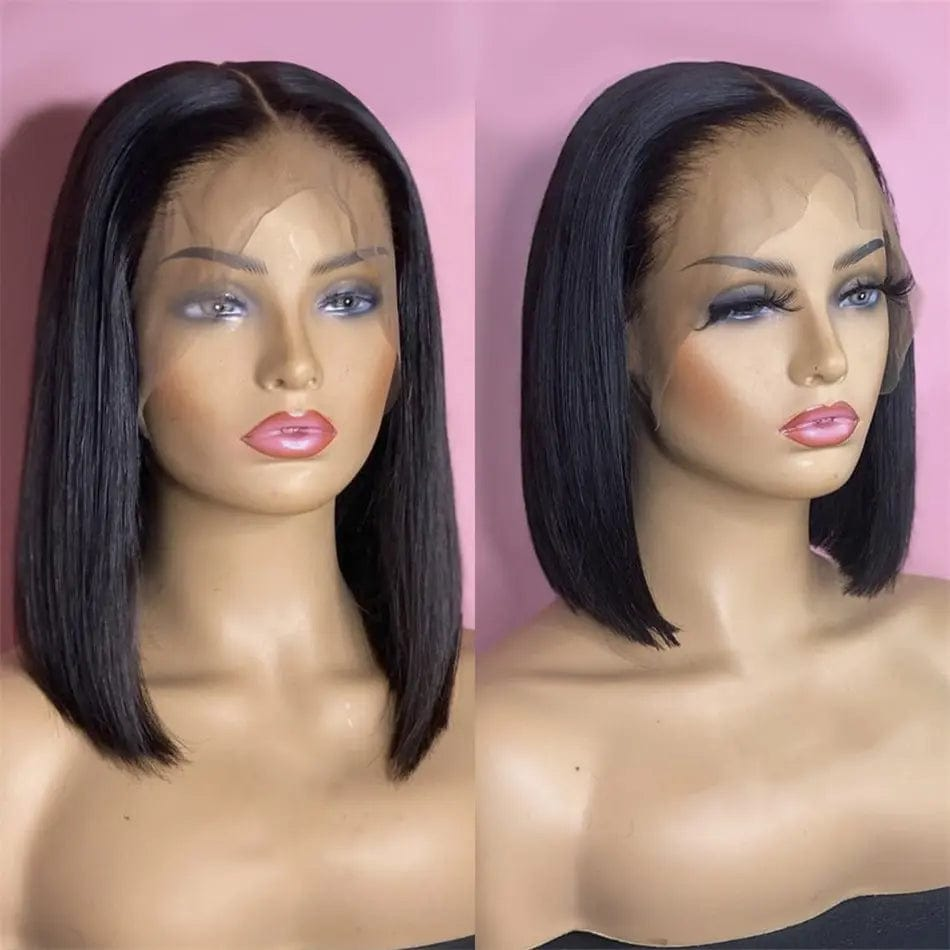 10 Inches / 13*4 natural color(lace on the cap ) Piano Color Double Drawn Short Bob Wig