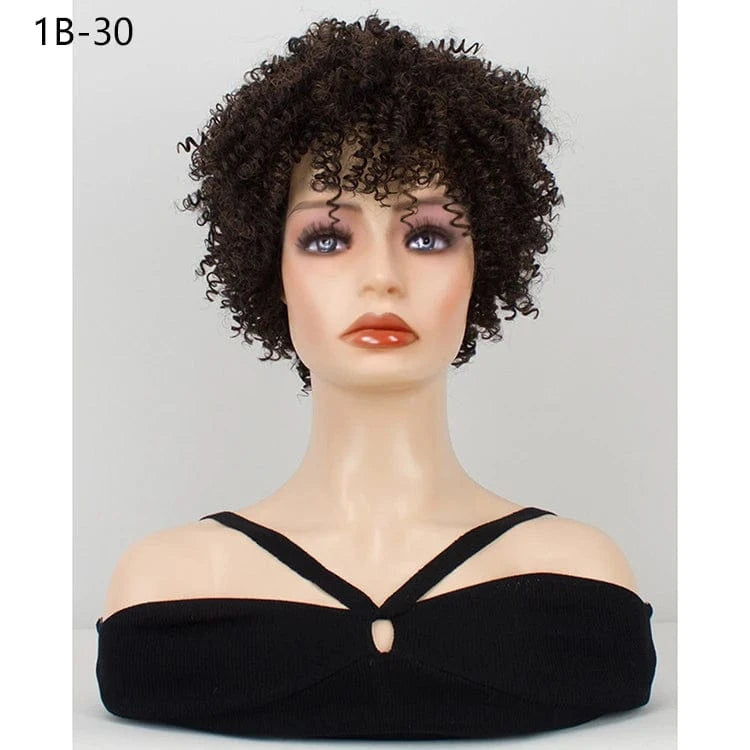 10 Inches / 1B-30 Best Seller Ombre Deep Wave 10 inch Afro Tight Curly Wig For Black Women Black Super Short Wet And Wavy Wigs