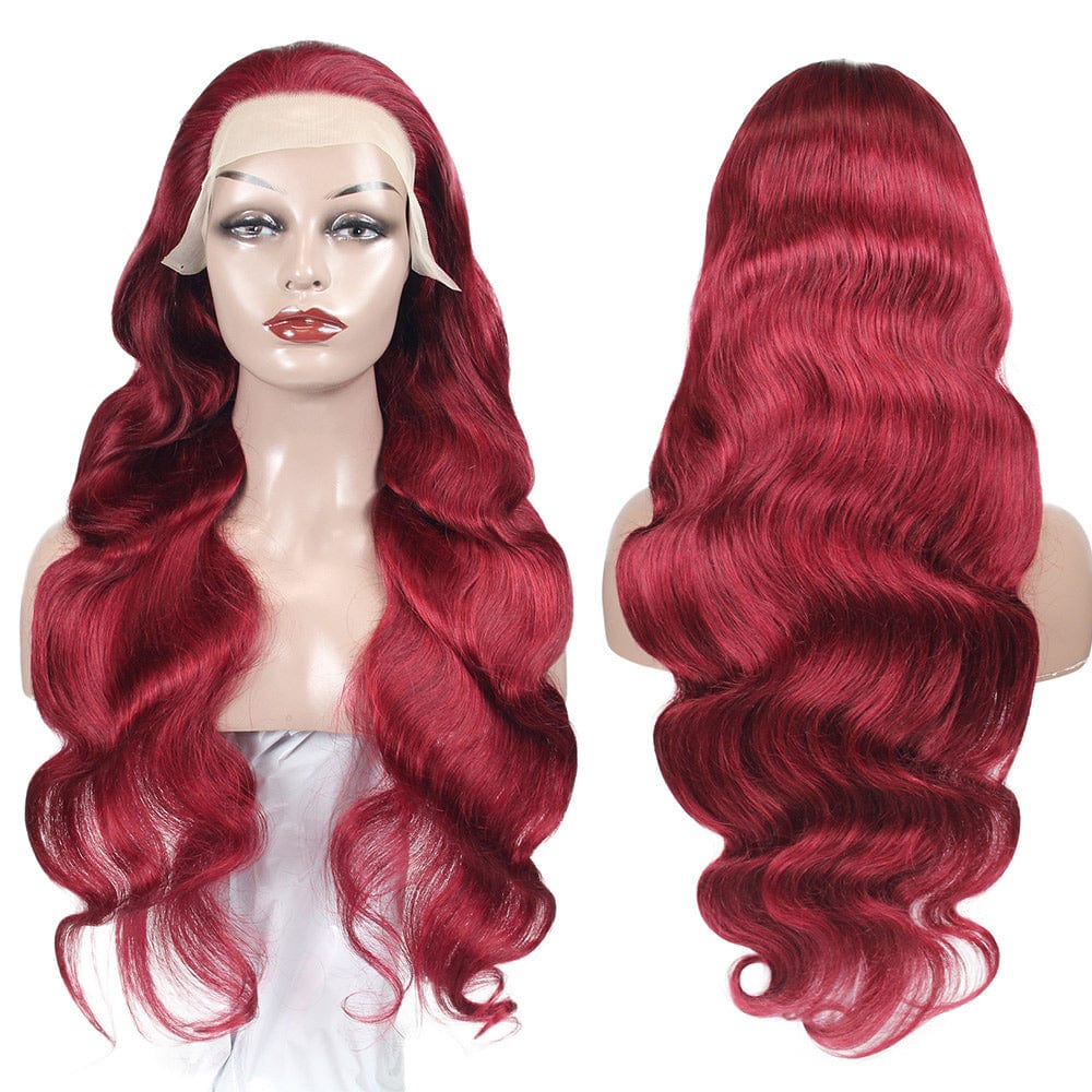 10 Inches / 1b/99j ombre 99j burgundy red color human hair wig dropshipping, brazilian hair wig human hair 360 lace frontal wig
