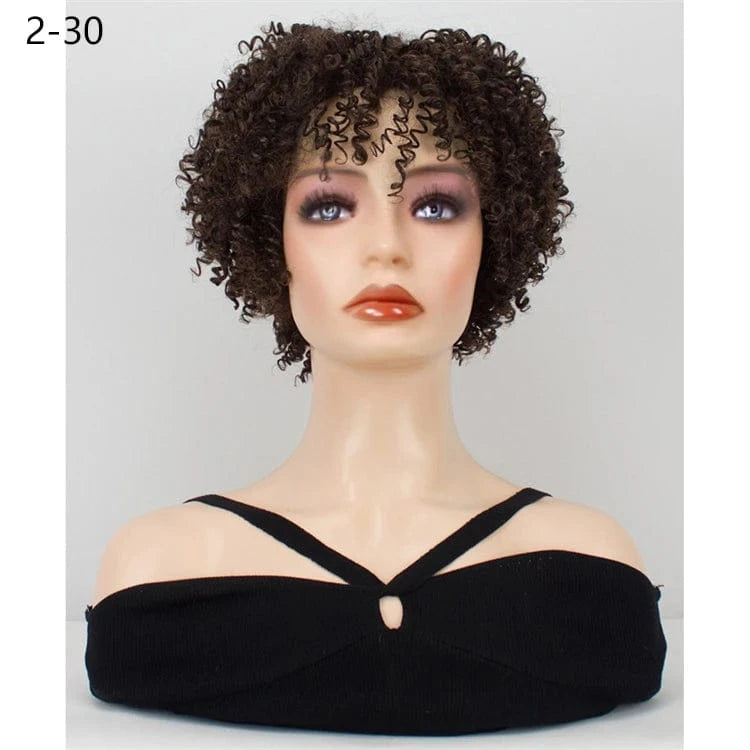 10 Inches / 2-30 Best Seller Ombre Deep Wave 10 inch Afro Tight Curly Wig For Black Women Black Super Short Wet And Wavy Wigs