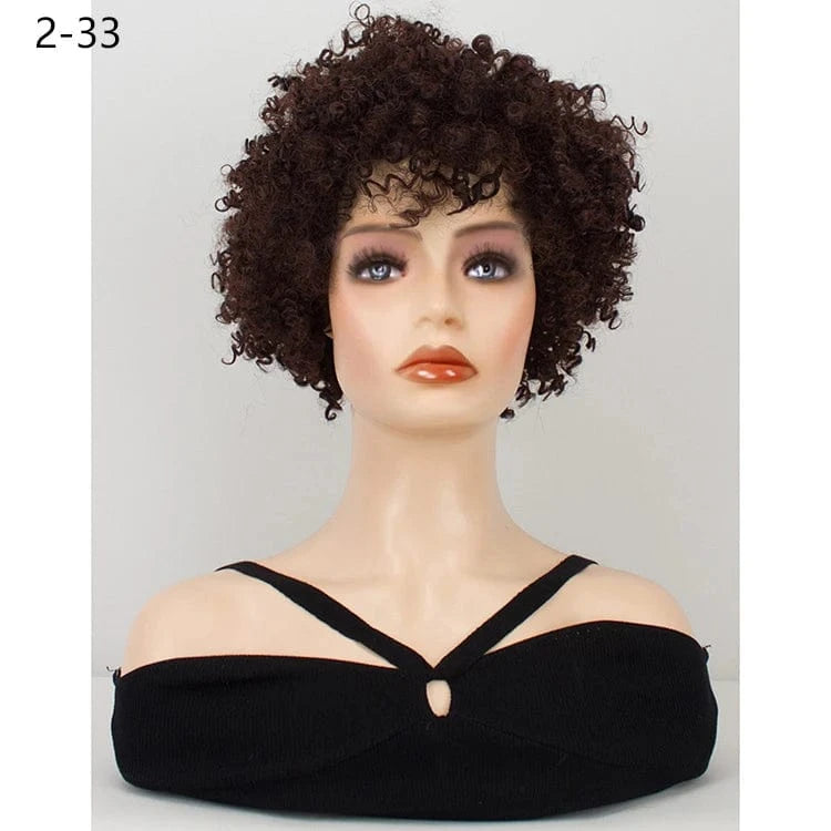 10 Inches / 2-33 Best Seller Ombre Deep Wave 10 inch Afro Tight Curly Wig For Black Women Black Super Short Wet And Wavy Wigs