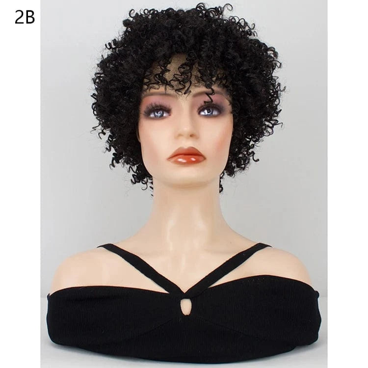 10 Inches / 2B Best Seller Ombre Deep Wave 10 inch Afro Tight Curly Wig For Black Women Black Super Short Wet And Wavy Wigs