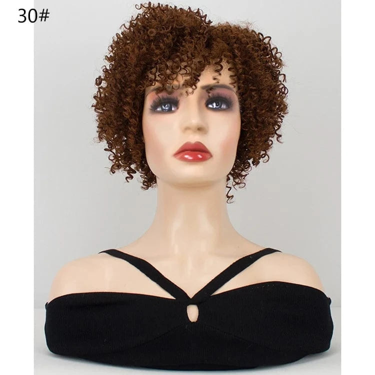 10 Inches / 30# Best Seller Ombre Deep Wave 10 inch Afro Tight Curly Wig For Black Women Black Super Short Wet And Wavy Wigs