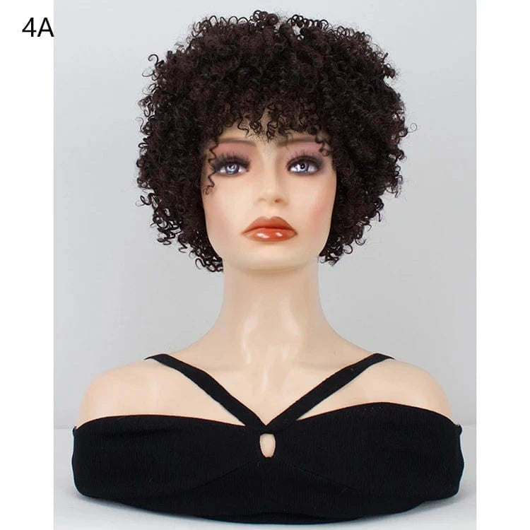10 Inches / 4A Best Seller Ombre Deep Wave 10 inch Afro Tight Curly Wig For Black Women Black Super Short Wet And Wavy Wigs