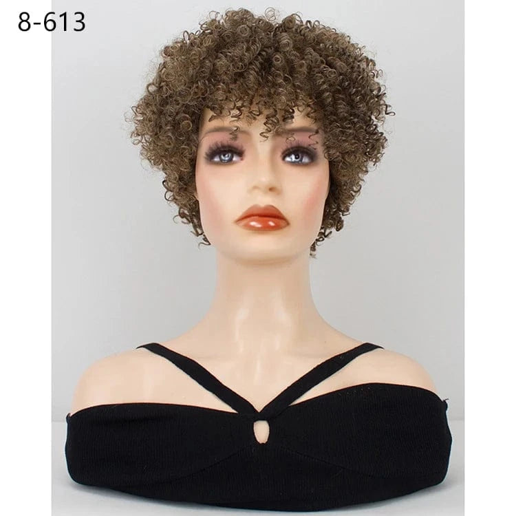 10 Inches / 8-613 Best Seller Ombre Deep Wave 10 inch Afro Tight Curly Wig For Black Women Black Super Short Wet And Wavy Wigs